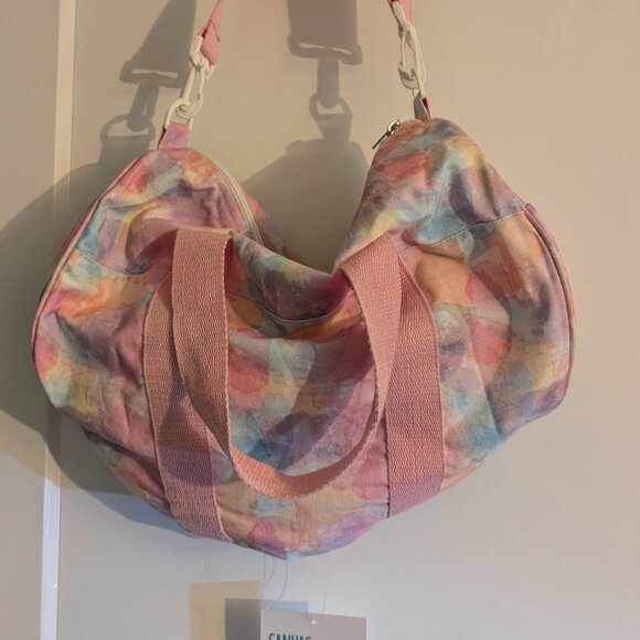 Colourful Canvas Duffle with pink straps - Picture 4 of 9